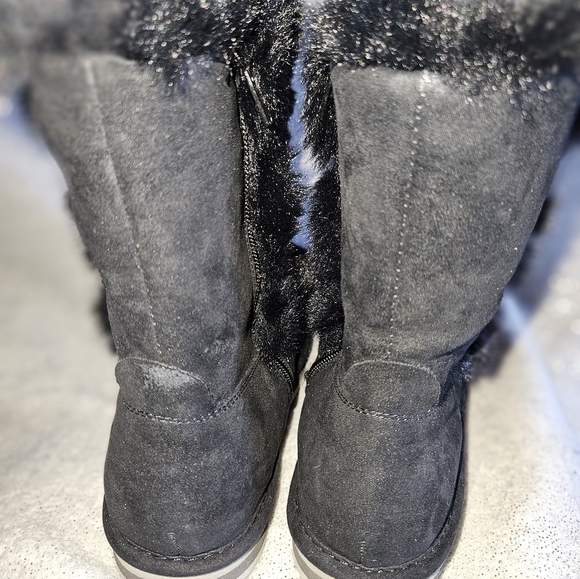 Sun + Stone Womens Remii Tan Faux Suede Fuzzy Winter Snow Boots Shoes NWT Black - Picture 7 of 13